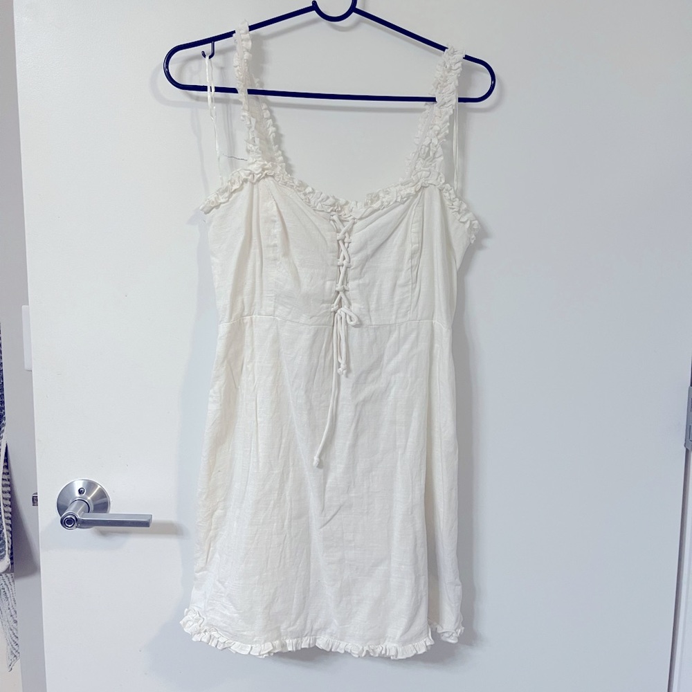 Urban Outfitters White linen mini dress